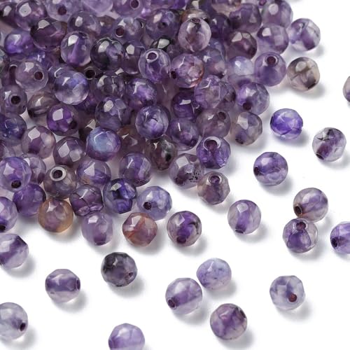 Ipotkitt 200 Stück 4 mm natürlicher Achat facettierte runde Perlen Heilkristall Rondelle Perlen violett lose Abstandshalter Perlen für DIY Handwerk Armband Schmuckherstellung Ipotkitt 200 Stück 4 mm natürlicher Achat facettierte runde Perlen Heilkristall Rondelle Perlen violett lose Abstandshalter Perlen für DIY Handwerk Armband Schmuckherstellung von Ipotkitt