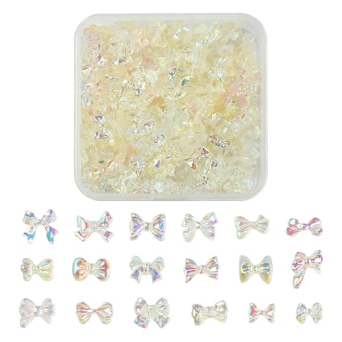 Ipotkitt 200 Stück AB Farbe Harz Bowknot Cabochons Niedliche Schleifenform Flache Rückseite Verzierungen Nail Art Dekorationen für DIY Handyhülle Kunst Handwerk Zubehör Schmuckherstellung von Ipotkitt