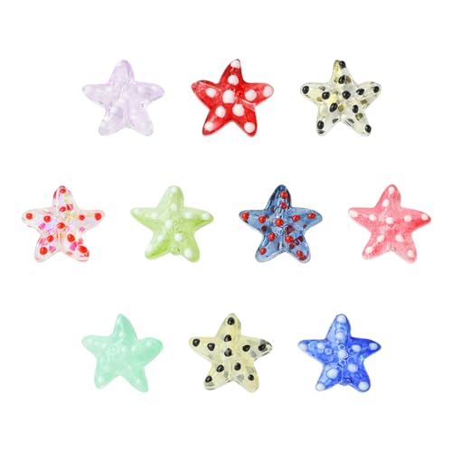 Ipotkitt 20pcs 10 Farben Seestern Lampwork Kristall Perlen mit Punktmuster Stern Meer Ozean Tier Glasperlen für DIY Schmuck Halskette Armband Ohrringe Schlüsselanhänger Dekor Ipotkitt 20pcs 10 Farben Seestern Lampwork Kristall Perlen mit Punktmuster Stern Meer Ozean Tier Glasperlen für DIY Schmuck Halskette Armband Ohrringe Schlüsselanhänger Dekor von Ipotkitt