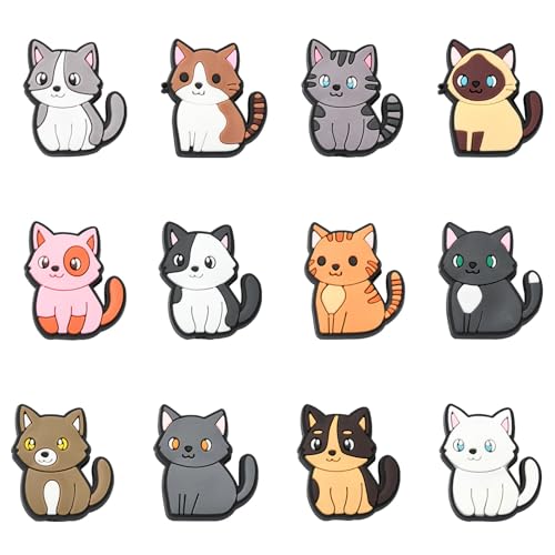 Ipotkitt 24pcs 12 Farben PVC Kunststoff Katze Perlen Niedliche Tierperlen Kätzchen Katze Form Lose Spacer Perlen für DIY Armband Halskette Schmuckherstellung Ipotkitt 24pcs 12 Farben PVC Kunststoff Katze Perlen Niedliche Tierperlen Kätzchen Katze Form Lose Spacer Perlen für DIY Armband Halskette Schmuckherstellung von Ipotkitt