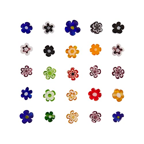 Ipotkitt 3 Stränge handgefertigte Millefiori Blume Glasperlen Petaloid Perlen für DIY Halsketten Schmuckherstellung und Bastelbedarf – 4 x 2,6 mm von Ipotkitt