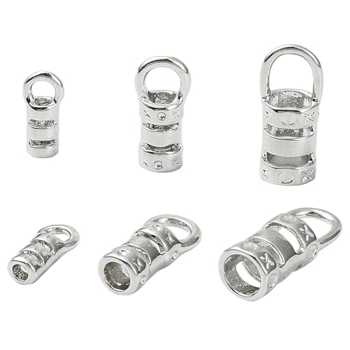 Ipotkitt 30 Stück 3 Stile Messing Säule Schnur Endrohr Form Endkappen mit Loch Schnur Link Schnalle Quaste Kappen für DIY Schmuckherstellung Handwerk Schlüsselanhänger Armband Halskette von Ipotkitt