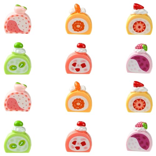 Ipotkitt 36 Stück 6 Stile Rollkuchen Harz Cabochons Süßes Essen Flache Rückseite Perlen Modell Skulptur für Display DIY Schmuck Handwerk Ohrringe Armband Handyhülle Dekor von Ipotkitt