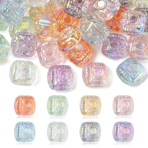 Ipotkitt 40pcs 8 Farben Irisierende Transparente Acryl Kamera Perlen Reise Thema Fotografie Spacer Perlen für DIY Armband Halskette Ohrringe Schlüsselanhänger Schmuckherstellung von Ipotkitt