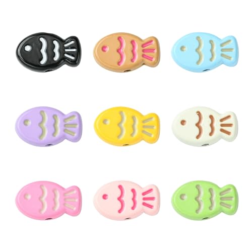 Ipotkitt 45 Stück Fischförmige Metallperlen in Fischform, Ozean-Tier-Abstandshalter, Cartoon-Strand-Ornamente für Bastelarbeiten, Armbänder, Ohrringe, Schlüsselanhänger, Stifte, Schmuckherstellung von Ipotkitt
