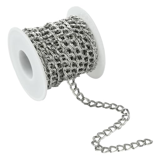Ipotkitt 5 Meter ungeschweißte Panzerketten aus 304 Edelstahl mit Kunststoffspulen Gliederkette Rolle für DIY Handwerk Schmuck Armband Halskette Fußkettchen Herstellung von Ipotkitt
