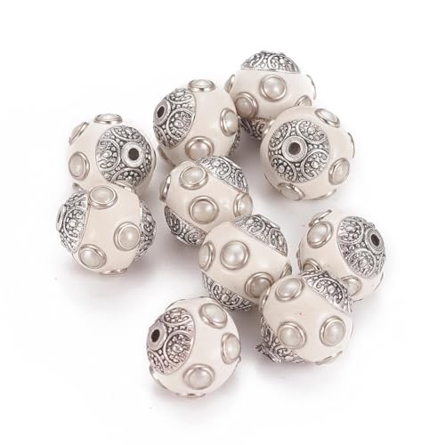 Ipotkitt 5 Stück runde indonesische Perlen in antikem Silber mit Metall-Fundstücken, klobige, tibetische, antike Vintage-Abstandshalter-Perlen für DIY-Schmuck, Armbänder, Halsketten, Ohrringe Ipotkitt 5 Stück runde indonesische Perlen in antikem Silber mit Metall-Fundstücken, klobige, tibetische, antike Vintage-Abstandshalter-Perlen für DIY-Schmuck, Armbänder, Halsketten, Ohrringe von Ipotkitt