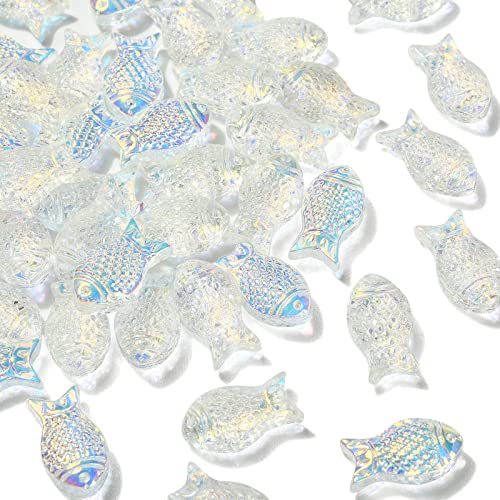 Ipotkitt 50 Stück AB-Farbe Kristall Meerestier Perlen Handgemachte Lampwork Glas Fisch Perlen Mini Fisch Abstandshalter Perlen für Schmuckherstellung DIY Bastelbedarf von Ipotkitt