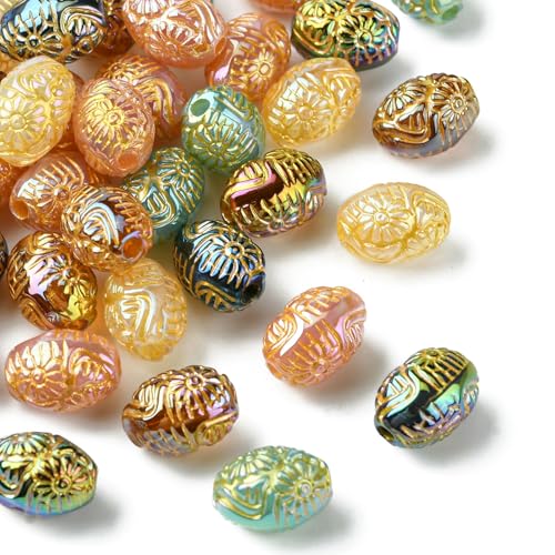 Ipotkitt 50 Stück bunte ovale Acryl-Perlen, Gänseblümchen-Abstandshalter, Kunststoff, Tropfenform, Blumen, lose Perlen für DIY-Armband, Halskette, Geschenk, Schlüsselband, Schmuckherstellung Ipotkitt 50 Stück bunte ovale Acryl-Perlen, Gänseblümchen-Abstandshalter, Kunststoff, Tropfenform, Blumen, lose Perlen für DIY-Armband, Halskette, Geschenk, Schlüsselband, Schmuckherstellung von Ipotkitt
