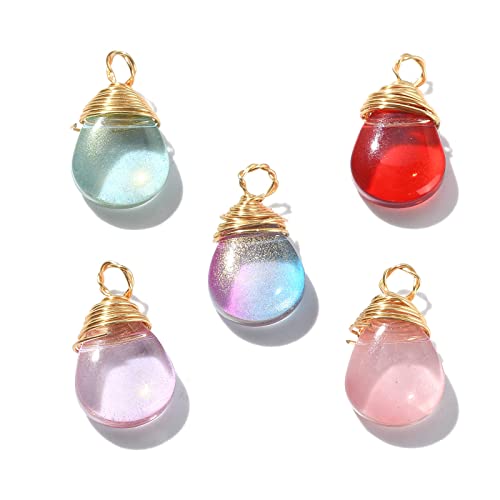 Ipotkitt 50 Stück gemischte Farben, transparente Glas-Tropfen-Anhänger in Tropfenform, für DIY-Halsketten, Ohrringe, Schmuckherstellung Ipotkitt 50 Stück gemischte Farben, transparente Glas-Tropfen-Anhänger in Tropfenform, für DIY-Halsketten, Ohrringe, Schmuckherstellung von Ipotkitt