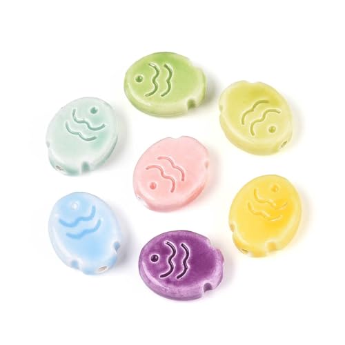 Ipotkitt 50 Stück handgefertigte glasierte Porzellan-Fischperlen Meer Ozean Tier Keramik Abstandshalter Perlen für DIY Schmuckherstellung Armband Halskette Ohrringe Schlüsselanhänger Dekor Ipotkitt 50 Stück handgefertigte glasierte Porzellan-Fischperlen Meer Ozean Tier Keramik Abstandshalter Perlen für DIY Schmuckherstellung Armband Halskette Ohrringe Schlüsselanhänger Dekor von Ipotkitt