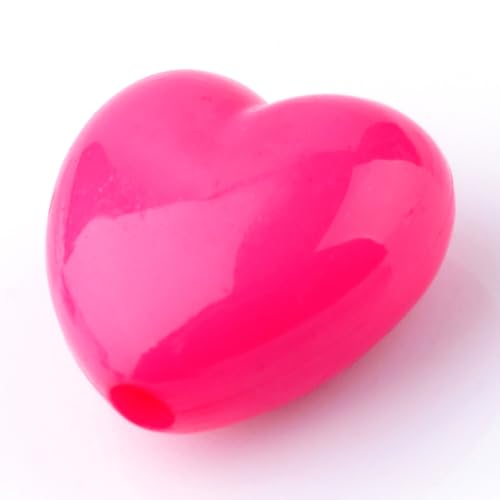 Ipotkitt 50 Stück tiefrosa blickdichte Acryl-Herzperlen Liebe niedliche Abstandshalter Perlen für DIY Schmuckherstellung Armband Ohrringe Halskette Schlüsselanhänger Handwerk von Ipotkitt