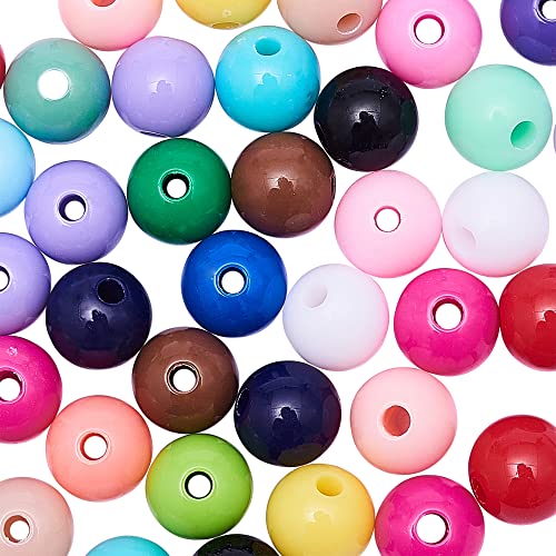 Ipotkitt 600 Stück 24 Farben blickdichte runde Acrylperlen für DIY Handwerk Findet Halskette Armband Ohrring Schmuckherstellung Zubehör – 8 x 7 mm von Ipotkitt