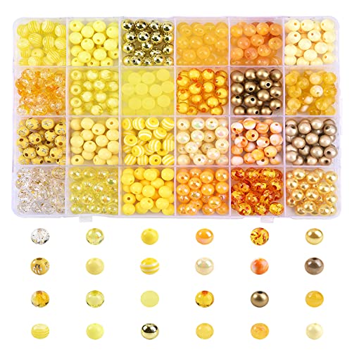 Ipotkitt 600 Stück gelbe gemischte runde Acrylperlen 24 Farben 8 mm handgefertigte lose Perlen Abstandshalter für DIY Schmuckherstellung Halskette von Ipotkitt