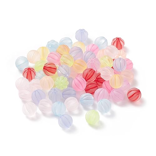 Ipotkitt 70 Stück mattierte, transparente Acryl-Kürbisperlen, gemischte Farben, runde Abstandshalter für Halloween, Schmuckherstellung, Zubehör, Dekoration von Ipotkitt