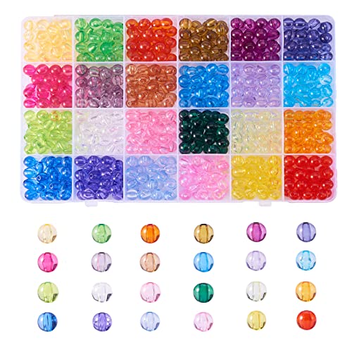Ipotkitt 720 Stück 24 Farben 8 mm zufällige transparente Acrylperlen runde Perlen klare farbige Glasperlen Bastelperlen Bulk für Armbänder Schmuckherstellung von Ipotkitt