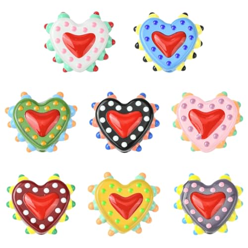 Ipotkitt 8pcs 8 Farben handgemachte Lampwork Bumpy Herzform Perlen Emaille Liebe Spacer Perlen für DIY Kunst Handwerk Supplies Armbänder Halsketten Ohrringe Schmuckherstellung Ipotkitt 8pcs 8 Farben handgemachte Lampwork Bumpy Herzform Perlen Emaille Liebe Spacer Perlen für DIY Kunst Handwerk Supplies Armbänder Halsketten Ohrringe Schmuckherstellung von Ipotkitt