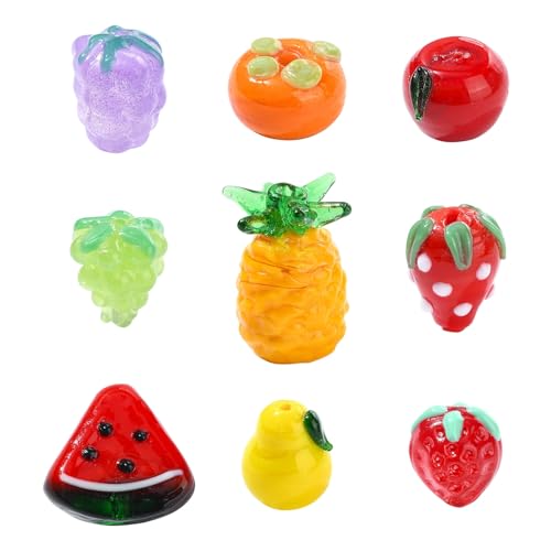 Ipotkitt 9 Stück 9 Stile Obst Themed Lampwork Perlen Traube Erdbeere Glasperlen Niedliche Obst Lebensmittel Ornamente für DIY Handwerk Stift Halskette Schmuckherstellung Ipotkitt 9 Stück 9 Stile Obst Themed Lampwork Perlen Traube Erdbeere Glasperlen Niedliche Obst Lebensmittel Ornamente für DIY Handwerk Stift Halskette Schmuckherstellung von Ipotkitt