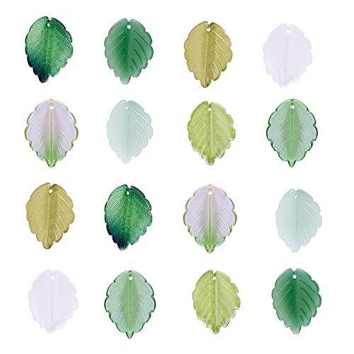 Ipotkitt 90 Stück 9 Farben Glas grüne Blätter Charms Kristall Pflanze Baum Blatt Form Charms für Schmuckherstellung Armbänder Halsketten Ohrringe DIY Handwerk von Ipotkitt