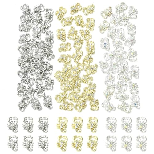 Ipotkitt 90pcs 3 Farben Strass Hummer Cabochons Tier Kein Loch Perlen Nagel Charms für DIY Handwerk Nail Art Design Scrapbooking Haarnadel Telefon Zubehör von Ipotkitt