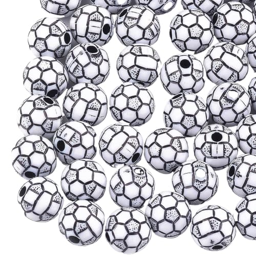 Ipotkitt Acryl-Fußballperlen, ca. 900 Stück, 10 mm, lose Perlen für selbstgemachte Schmuckherstellung, Armbänder, Halsketten, Ohrringe, Schlüsselanhänger, Basteln Ipotkitt Acryl-Fußballperlen, ca. 900 Stück, 10 mm, lose Perlen für selbstgemachte Schmuckherstellung, Armbänder, Halsketten, Ohrringe, Schlüsselanhänger, Basteln von Ipotkitt