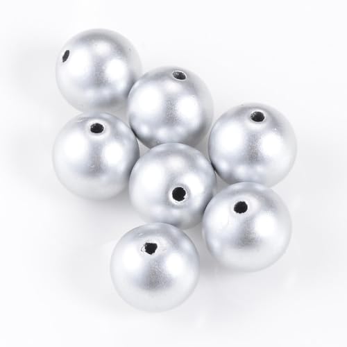 Ipotkitt Acrylperlen, rund, 500 g, 20 mm, silberfarben, sprühlackiert, rund, klobige Kugelform, Kaugummi-Perlen für DIY-Schmuck, Armbänder, Ohrringe, Halsketten, Schlüsselanhänger, Handwerk, ca. 110 Ipotkitt Acrylperlen, rund, 500 g, 20 mm, silberfarben, sprühlackiert, rund, klobige Kugelform, Kaugummi-Perlen für DIY-Schmuck, Armbänder, Ohrringe, Halsketten, Schlüsselanhänger, Handwerk, ca. 110 von Ipotkitt