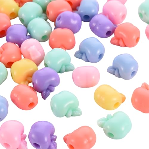 Ipotkitt Bunte Apfelperlen aus Acryl, niedliche Obst-Apfelform, Abstandshalter für selbstgemachte Armbänder, Halsketten, Ohrringe, Perlen, Stift, Schlüsselanhänger, Schmuckherstellung, 50 Stück Ipotkitt Bunte Apfelperlen aus Acryl, niedliche Obst-Apfelform, Abstandshalter für selbstgemachte Armbänder, Halsketten, Ohrringe, Perlen, Stift, Schlüsselanhänger, Schmuckherstellung, 50 Stück von Ipotkitt