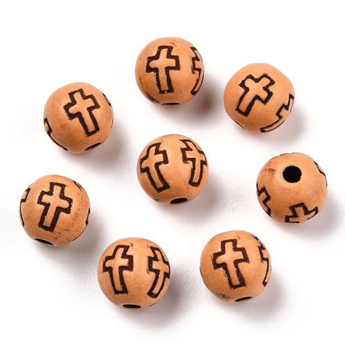 Ipotkitt Ca. 1800 Stück Acryl-Imitationsholzperlen, rund, mit Kreuzmuster, Kruzifix, religiöse Abstandshalter, Perlen für selbstgemachte Schmuckherstellung, Armbänder, Halsketten, Ohrringe Ipotkitt Ca. 1800 Stück Acryl-Imitationsholzperlen, rund, mit Kreuzmuster, Kruzifix, religiöse Abstandshalter, Perlen für selbstgemachte Schmuckherstellung, Armbänder, Halsketten, Ohrringe von Ipotkitt