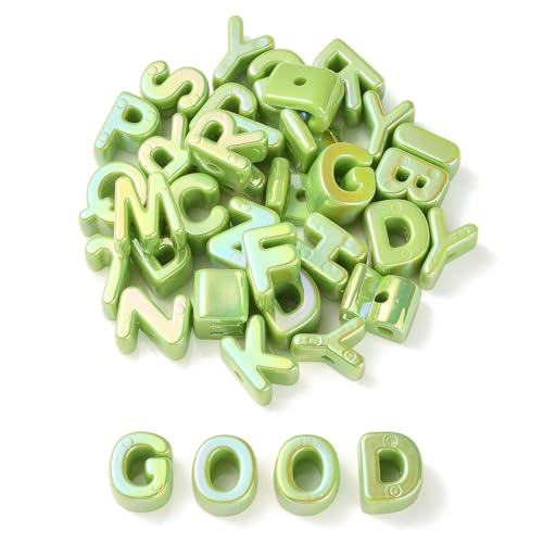 Ipotkitt Ca. 90 Stück, 1 Beutel, grün, UV-beschichtet, schillernde Acryl-Buchstaben-Perlen, Buchstaben, Alphabet, Abstandshalter für DIY-Schmuck, Armbänder, Ohrringe, Halsketten, Schlüsselanhänger Ipotkitt Ca. 90 Stück, 1 Beutel, grün, UV-beschichtet, schillernde Acryl-Buchstaben-Perlen, Buchstaben, Alphabet, Abstandshalter für DIY-Schmuck, Armbänder, Ohrringe, Halsketten, Schlüsselanhänger von Ipotkitt