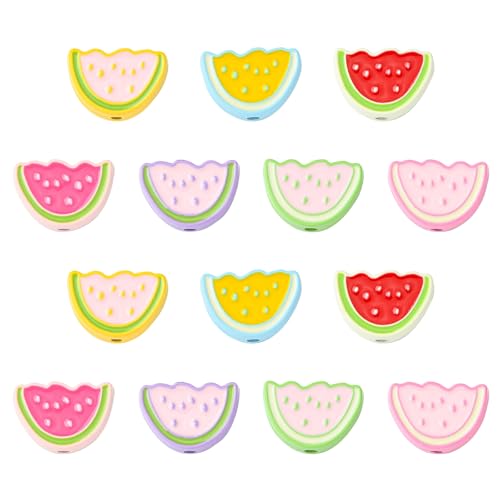Ipotkitt Emaille-Perlen in Wassermelonenform, Cartoon-Obst-Metallperlen, niedliche Lebensmittel-Abstandshalter, Ornamente für Bastelarbeiten, Ohrringe, Schlüsselanhänger, Schmuckherstellung, 14 Stück von Ipotkitt