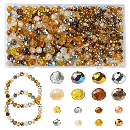 Ipotkitt Glas-Rondelle-Perlen, zufällige braune, facettierte lose Perlen, ovale Rauten-Abstandshalter, Ornamente für Bastelarbeiten, Armbänder, Stifte, Schmuckherstellung, 1000 Stück Ipotkitt Glas-Rondelle-Perlen, zufällige braune, facettierte lose Perlen, ovale Rauten-Abstandshalter, Ornamente für Bastelarbeiten, Armbänder, Stifte, Schmuckherstellung, 1000 Stück von Ipotkitt