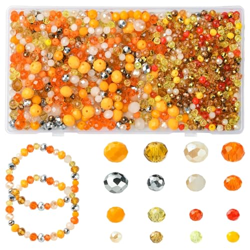 Ipotkitt Glas-Rondelle-Perlen mit zufälligem orangefarbenem Motiv, oval, facettiert, lose Perlen, Abakus-Rauten, Abstandshalter, Ornamente für Bastelarbeiten, Schlüsselanhänger, Schmuckherstellung Ipotkitt Glas-Rondelle-Perlen mit zufälligem orangefarbenem Motiv, oval, facettiert, lose Perlen, Abakus-Rauten, Abstandshalter, Ornamente für Bastelarbeiten, Schlüsselanhänger, Schmuckherstellung von Ipotkitt