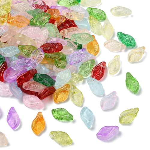 Ipotkitt Glasblätterperlen, Frühlingspflanze, Baumblätter, lose Perlen für DIY-Schmuckherstellung, Handwerk, Armband, Halskette, Ohrringe, Schlüsselanhänger, Heimdekoration, Großpackung von Ipotkitt