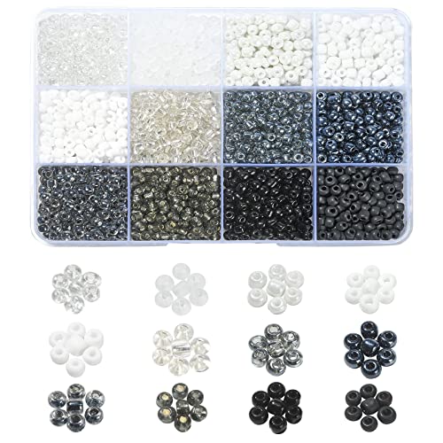 Ipotkitt Glasperlen, 180 g, 12 Farben, 6/0 undurchsichtige Farben, 4 mm, schwarze runde Perlen, kleine Bastelperlen, Armbandperlen für DIY-Schmuckherstellungs-Set Ipotkitt Glasperlen, 180 g, 12 Farben, 6/0 undurchsichtige Farben, 4 mm, schwarze runde Perlen, kleine Bastelperlen, Armbandperlen für DIY-Schmuckherstellungs-Set von Ipotkitt