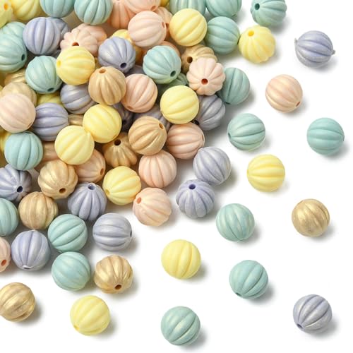 Ipotkitt Kürbisförmige runde Harzperlen, gummiert, Halloween-Thema, Gemüse, lose Perlen für DIY-Schmuck, Armband, Halskette, Ohrringe, Schlüsselanhänger, Dekoration, 100 Stück von Ipotkitt