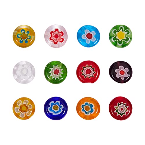 Ipotkitt Millefiori Lampwork Glasperlen, flach, rund, handgefertigt, 2 Stränge Ipotkitt Millefiori Lampwork Glasperlen, flach, rund, handgefertigt, 2 Stränge von Ipotkitt