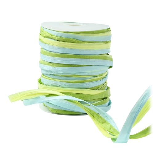 Ipotkitt Natürliche Bastbänder, Verpackungspapier, Blumensträuße, Dekorationen für Bastelarbeiten, Frühlingsbastelzubehör, 100 m, Grün und Blau, 100 m Ipotkitt Natürliche Bastbänder, Verpackungspapier, Blumensträuße, Dekorationen für Bastelarbeiten, Frühlingsbastelzubehör, 100 m, Grün und Blau, 100 m von Ipotkitt