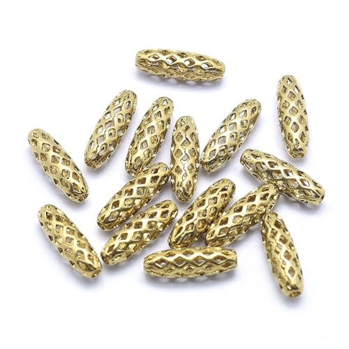 Ipotkitt Reis-Messing-Perlen, hohl, oval, filigran, lose Perlen für DIY-Schmuckherstellung, Handwerk, Armband, Halskette, Ohrringe, Schlüsselanhänger, Geldbörse, Handyzubehör, 50 Stück Ipotkitt Reis-Messing-Perlen, hohl, oval, filigran, lose Perlen für DIY-Schmuckherstellung, Handwerk, Armband, Halskette, Ohrringe, Schlüsselanhänger, Geldbörse, Handyzubehör, 50 Stück von Ipotkitt