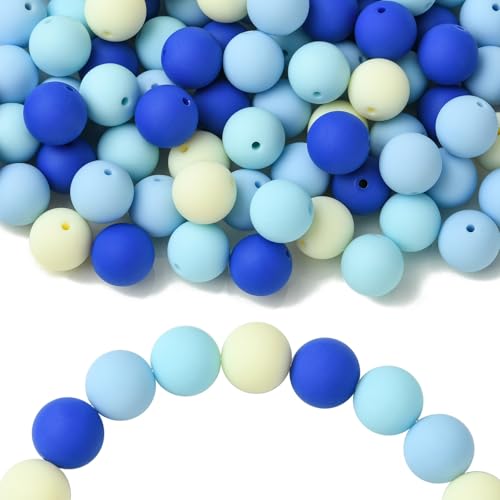 Ipotkitt Runde Acrylperlen, 16 mm, Blau, ca. 232 Stück, 16 mm, klobige Ozean-Perlen, Abstandshalter, Ornamente für Bastelarbeiten, Ohrringe, Schlüsselanhänger, Armband, Schmuckherstellung von Ipotkitt