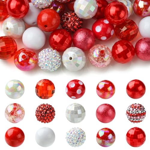 Ipotkitt Runde Acrylperlen, 20 mm, rund, Kunststoff, Bubblegum, lose Perlen, klobige Abstandshalter-Perlen für Bastelarbeiten, Armbänder, Halsketten, Schmuckherstellung, 50 Stück Ipotkitt Runde Acrylperlen, 20 mm, rund, Kunststoff, Bubblegum, lose Perlen, klobige Abstandshalter-Perlen für Bastelarbeiten, Armbänder, Halsketten, Schmuckherstellung, 50 Stück von Ipotkitt