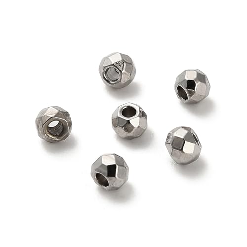 Ipotkitt Runde Edelstahlperlen, facettiert, Abstandshalter, runde Perlen, runde Kugeln, lose Ornamente für Bastelarbeiten, Ohrringe, Schlüsselanhänger, Armband, Schmuckherstellung, 100 Stück Ipotkitt Runde Edelstahlperlen, facettiert, Abstandshalter, runde Perlen, runde Kugeln, lose Ornamente für Bastelarbeiten, Ohrringe, Schlüsselanhänger, Armband, Schmuckherstellung, 100 Stück von Ipotkitt
