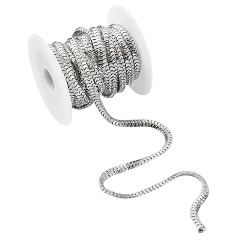 Ipotkitt Schlangenketten, 5 m, 5 mm, 304 Edelstahl, gelötet mit Spule, flache Verlängerung, Gliederkette, Großpackung für Bastelarbeiten, Schmuck, Halsketten, Armbänder von Ipotkitt