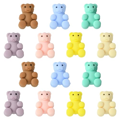 Ipotkitt Silikon-Bär-Fokal-Perlen, Gummi-Tier-Abstandshalter, lustige Cartoon-Perlen, flache Perlen für Bastelarbeiten, Haarstifte, Armbänder, Schmuckherstellung, 14 Stück Ipotkitt Silikon-Bär-Fokal-Perlen, Gummi-Tier-Abstandshalter, lustige Cartoon-Perlen, flache Perlen für Bastelarbeiten, Haarstifte, Armbänder, Schmuckherstellung, 14 Stück von Ipotkitt