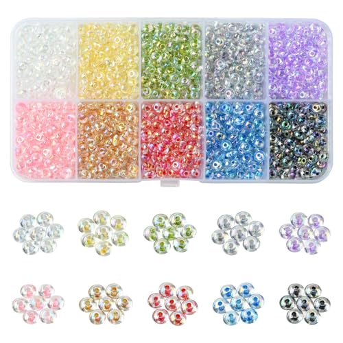 Ipotkitt Transparente Glasperlen, rund, Abstandshalter, Abstandshalter, für selbstgemachte Schmuckherstellung, Armbänder, Halsketten, Ohrringe, Schlüsselanhänger, Handydekoration, 1500 Stück, 10 Ipotkitt Transparente Glasperlen, rund, Abstandshalter, Abstandshalter, für selbstgemachte Schmuckherstellung, Armbänder, Halsketten, Ohrringe, Schlüsselanhänger, Handydekoration, 1500 Stück, 10 von Ipotkitt