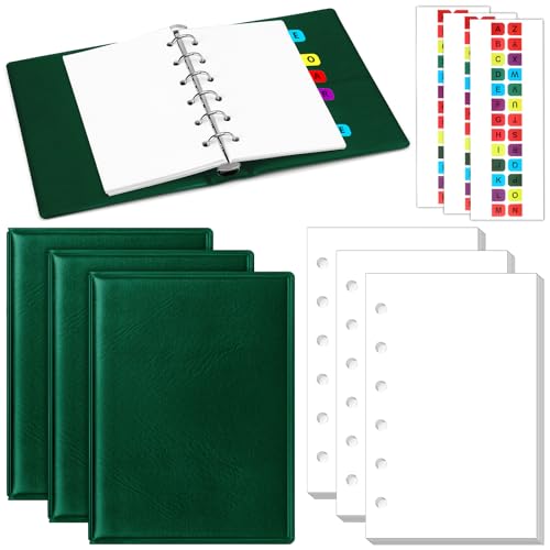 Ireer Mini-Ringbuch, 6 Ringbücher, 7,6 x 12,7 cm, 300 linierte Papier-Nachfüllpackungen, 78 Alphabet-Trennblätter, kleiner Index, PU-Leder, professioneller Organizer, Planer, Notizbuch-Set Ireer Mini-Ringbuch, 6 Ringbücher, 7,6 x 12,7 cm, 300 linierte Papier-Nachfüllpackungen, 78 Alphabet-Trennblätter, kleiner Index, PU-Leder, professioneller Organizer, Planer, Notizbuch-Set von Ireer