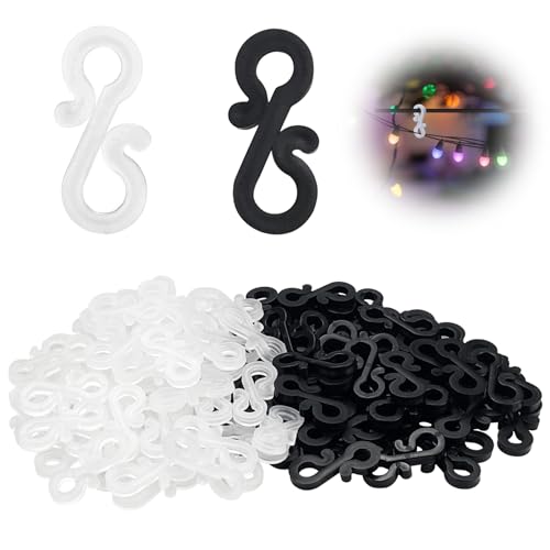 100stk Dachrinnenhaken, Weihnachten Licht Clips, Dekorative Lichterketten, Lichterkette Dachrinnenhaken, für Lichterketten, Outdoor LED, Kunststoff Lichterkette, Weihnacht Licht Clips (Schwarz, Weiß) von Irenwarl