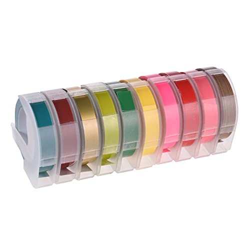 3D-Kunststoff-Prägeetikettenband-Nachfüllpackung für DYMO 12965 1610 Etikettendrucker mit 3/8 Zoll x 3 m, 10 Rollen (zufällige Farbauswahl) von Irfora