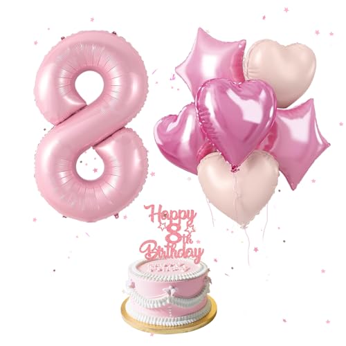 8 Geburtstag Dekorationen für Mädchen, 40 Zoll Rosa Zahl 8 Ballon mit Herz Stern Folienballon, 8 Geburtstag Party Dekorationen mit Cake Topper Baby Shower Geburtstag Party Prinzessin Party 8 Geburtstag Dekorationen für Mädchen, 40 Zoll Rosa Zahl 8 Ballon mit Herz Stern Folienballon, 8 Geburtstag Party Dekorationen mit Cake Topper Baby Shower Geburtstag Party Prinzessin Party von Iridsmole