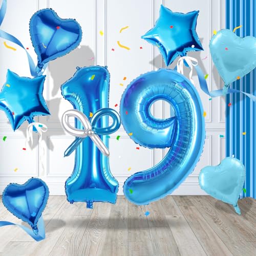 Iridsmole 19 Geburtstag Dekorationen Blau, Zahl 19 Geburtstag Ballon für Jungen, Alter 19 Luftballons mit Folienstern Herz Luftballons, 19 Blau Luftballons für Mädchen Jungen Söhne Töchter Geburtstag Iridsmole 19 Geburtstag Dekorationen Blau, Zahl 19 Geburtstag Ballon für Jungen, Alter 19 Luftballons mit Folienstern Herz Luftballons, 19 Blau Luftballons für Mädchen Jungen Söhne Töchter Geburtstag von Iridsmole