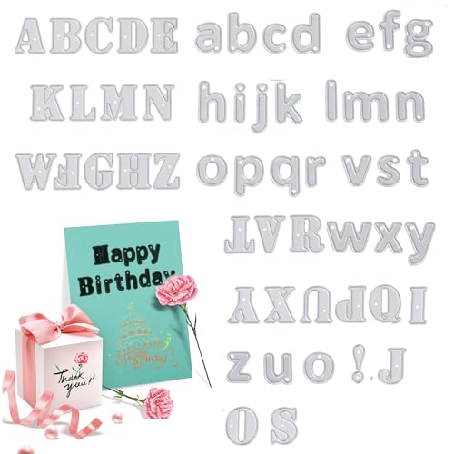 Irikdescia® 53 Stück Alphabet-Stanzformen, Buchstabenspleißung, Erstellen Sie Einzigartige & Personalisierte Designs für Geburtstage, Feiertagskarten, Scrapbooking, Bastelarbeiten von Irikdescia